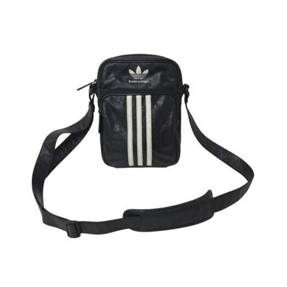 BALENCIAGA Adidas Crossback Shoulder Bag Black Leather